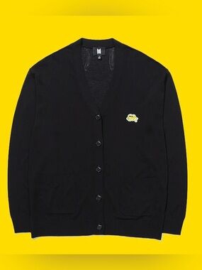 BTS Butter Official Merch Black Knit Cardigan Sweater XL KPop Army Patch Pockets